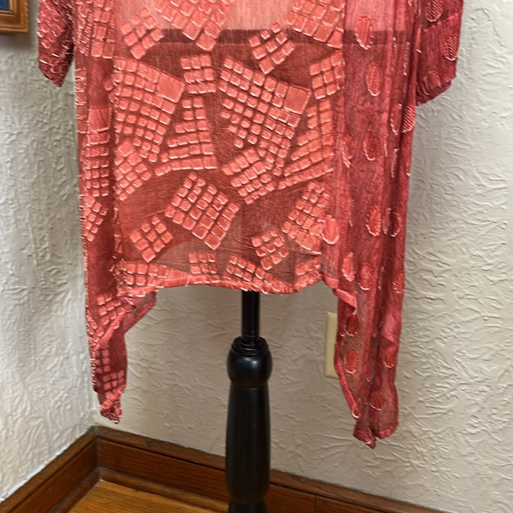 Grizas Silk Blend Patterned Sheer Top - Picture 6 of 9